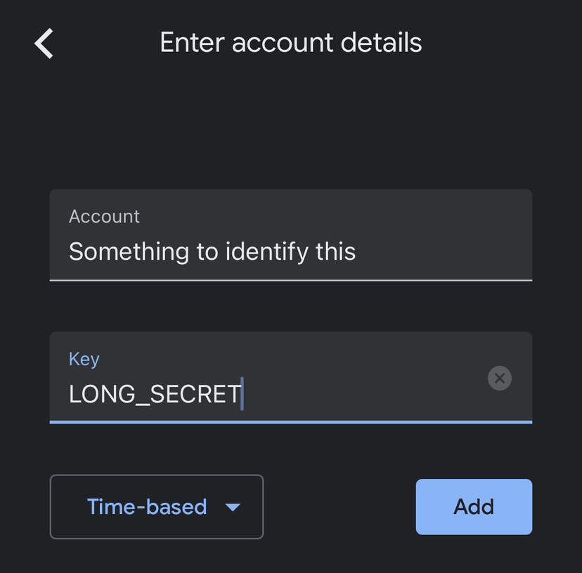 Using the 2FA installation link in Google Authenticator